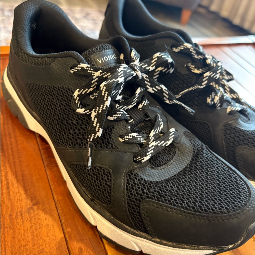 Vionic Black Mesh Athletic Shoes with White Laces - Picture 4 of 7